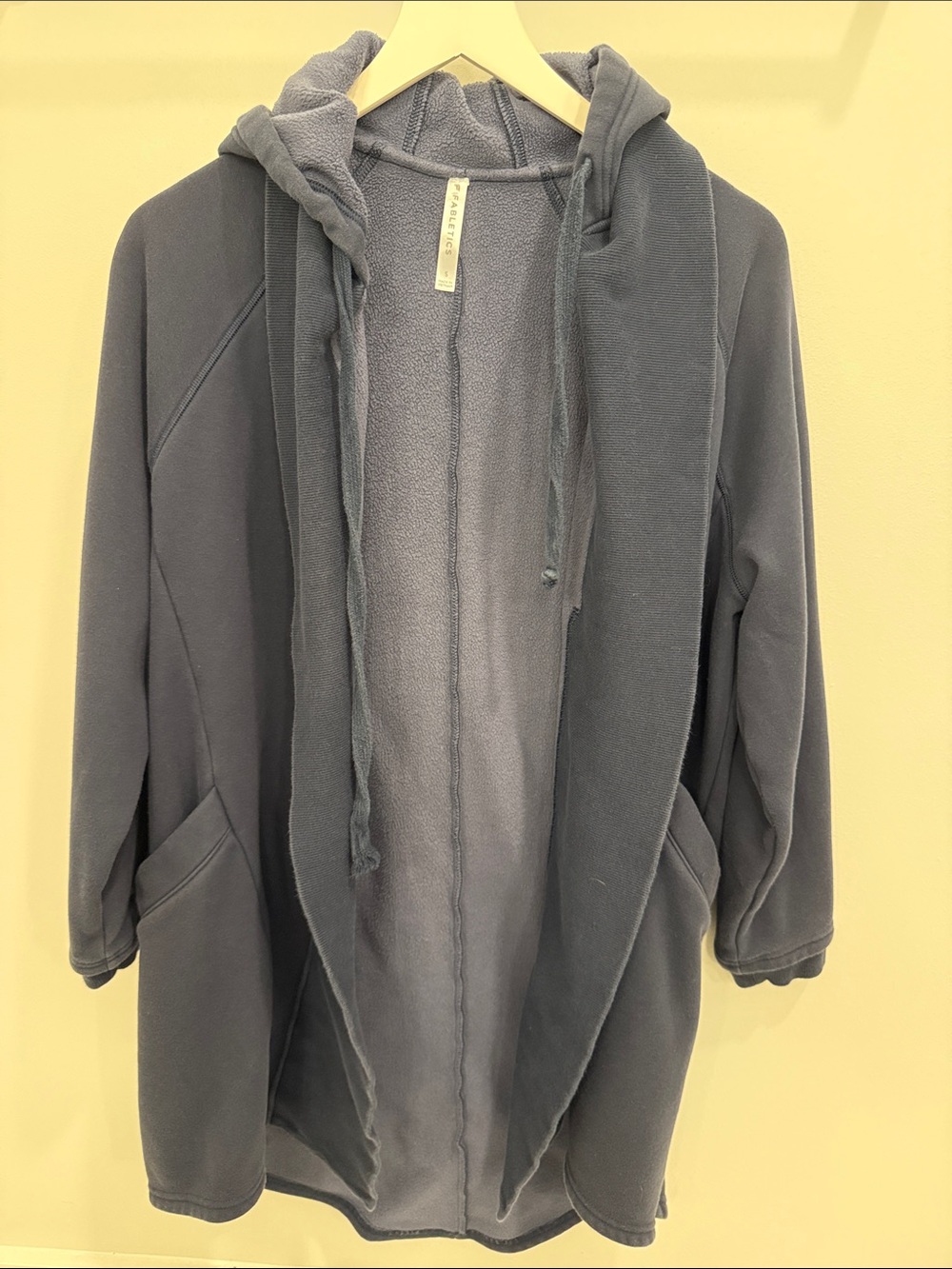 Fabletics Light Gray Plush Hooded Open Cardigan